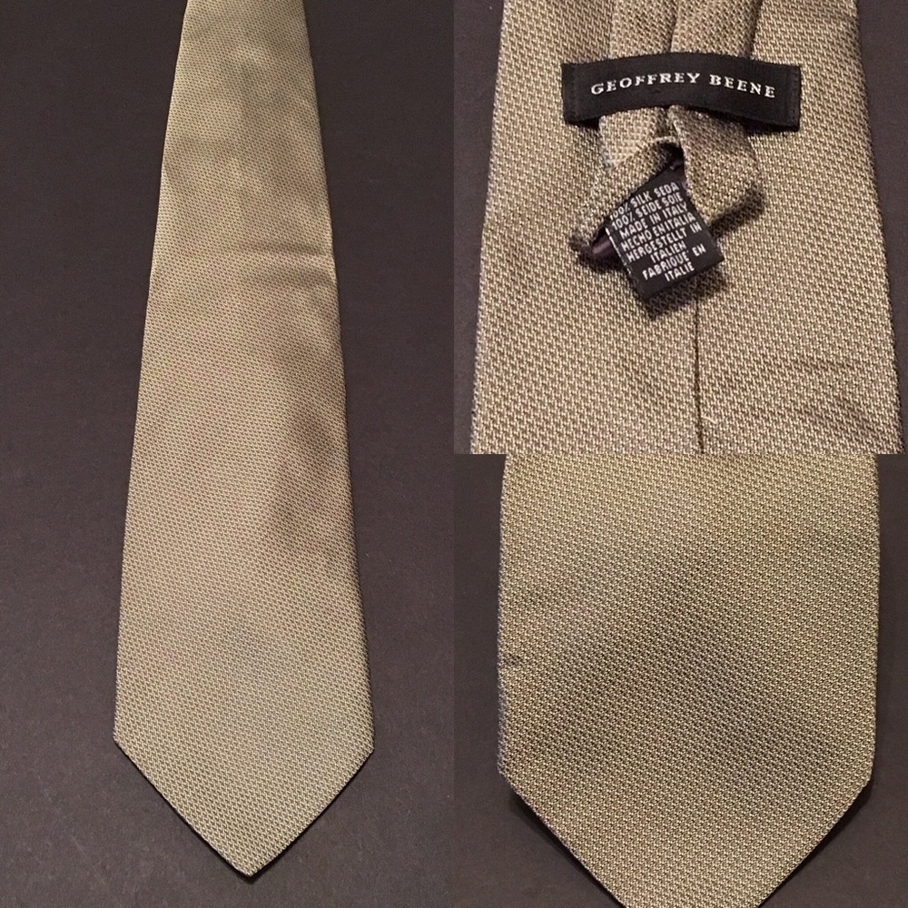 Taupe tie by Geoffrey Beene